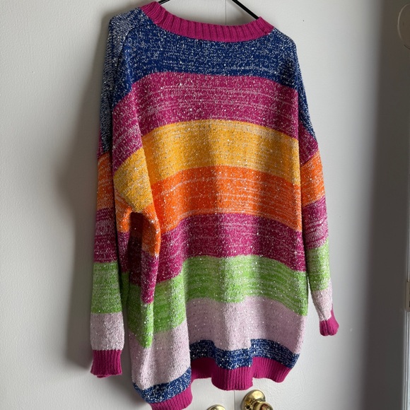 Olivia Rubin Mika Cardigan Rainbow Stripes Women’s Size Large - Picture 10 of 13